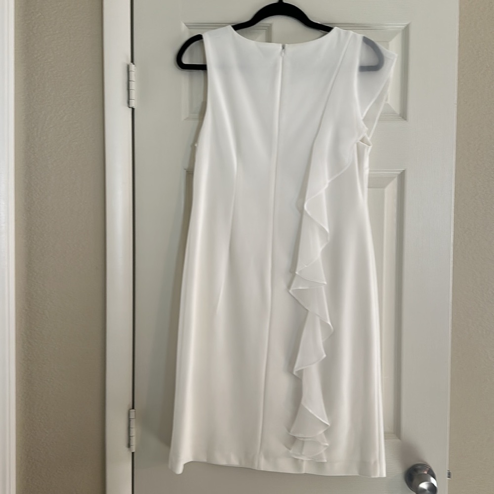 Square Neck Solid White Dress - image 3